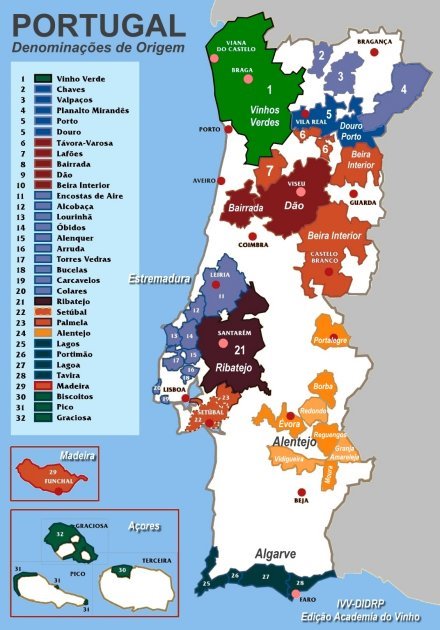 Mapa Denominacions<br /> d'Origen Portuga